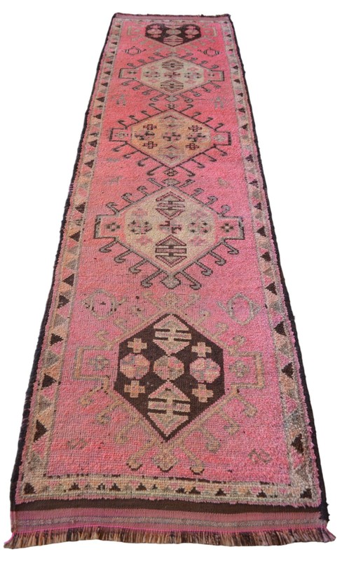 3x12 ft Runner Turkish Oushak Rug HandMade PINK Hallway Rug actual 3.3x12 ft gallery