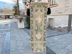 Vintage Turkish Oushak Runner Rug 2×6 Muted Pastel Wool Anatolian Boho