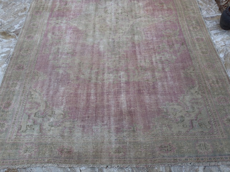 8x11 Handmade Large Vintage Pink Rug 7’7” x 11’3” Wool Living Room Decor Carpet gallery
