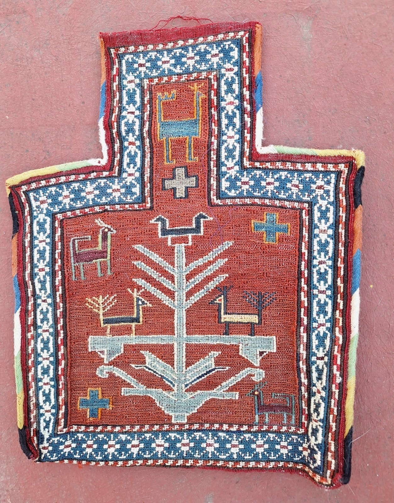 Antique Shahsevan Caucasian SALT BAG, dated 1906 gallery