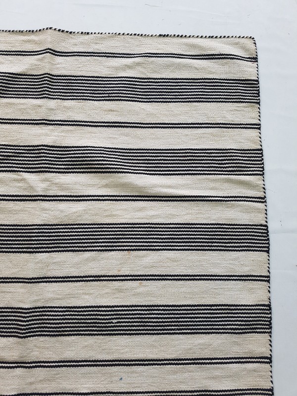 Vintage Handmade Traditional Ivory Striped Kilim Floor Rug Carpet 229x149 cm gallery