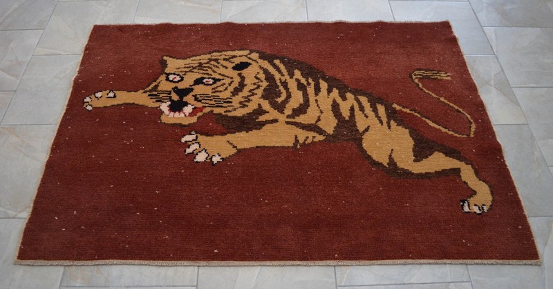 4x5 Rug HandMade Oushak rug NEW Rug Turkish Rug Tiger Attack Pattern 3'9"x5'4" gallery