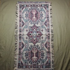 Jacquard Hand Woven Area Rug Teal 20 Inch X 40 Inch