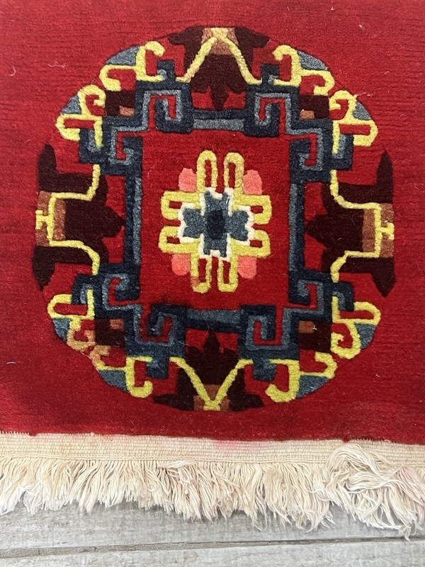 Tibetan monastery meditation woolen rug H 22 1/2 W 18 gallery