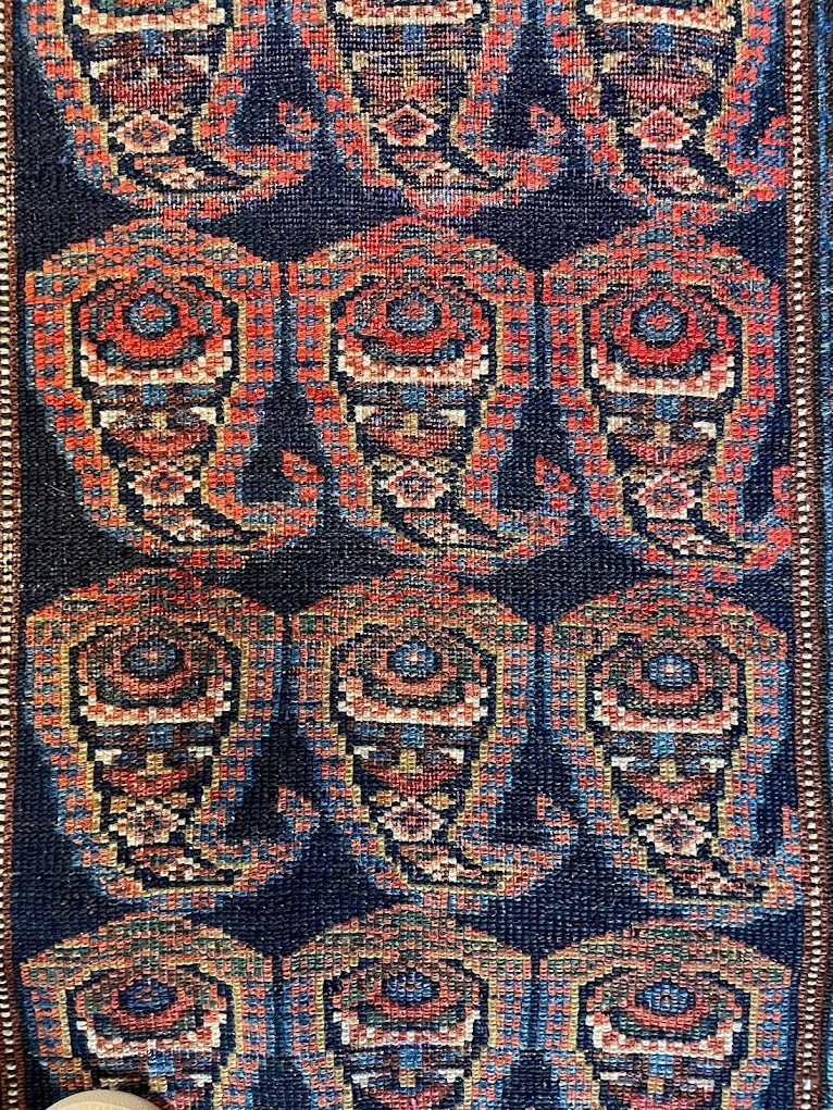 Antique Caucasian Paisley Leaf Runner Handwoven Rug Size 2'9 x 12'7 gallery