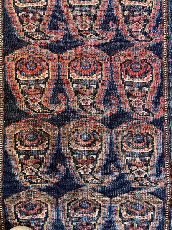 Antique Caucasian Paisley Leaf Runner Handwoven Rug Size 2'9 x 12'7 gallery