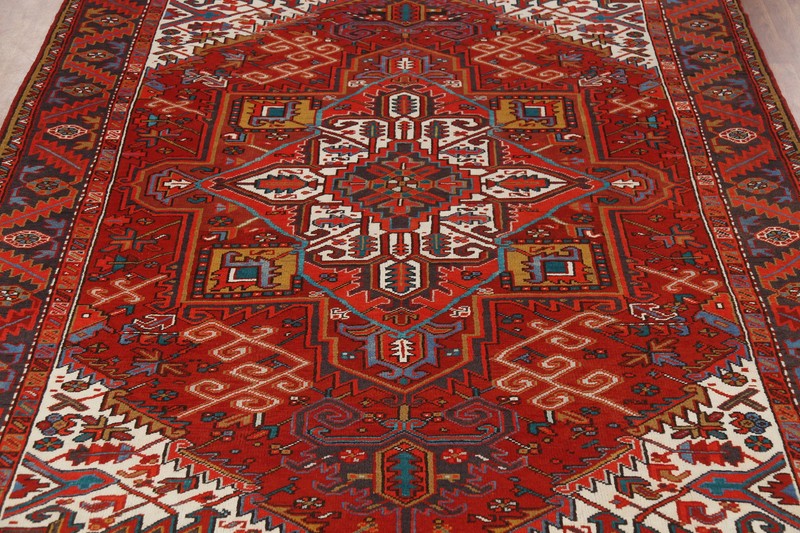 Traditional Geometric Red Wool Heriiz Tribal Handmade Vintage Room Size Rug 8x10 gallery