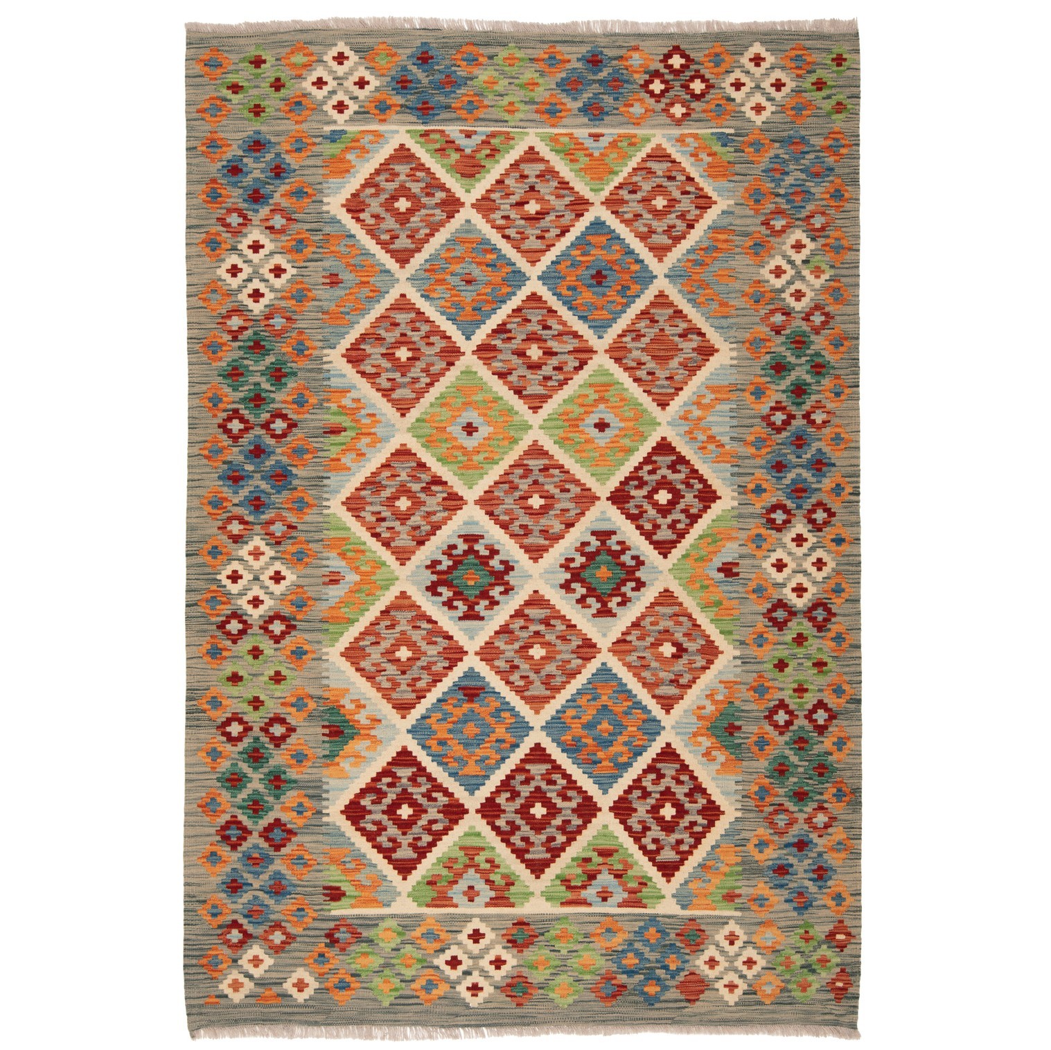 Kelim Afghan 240x166 cm Handwoven Oriental Carpet Rug Kilim gallery