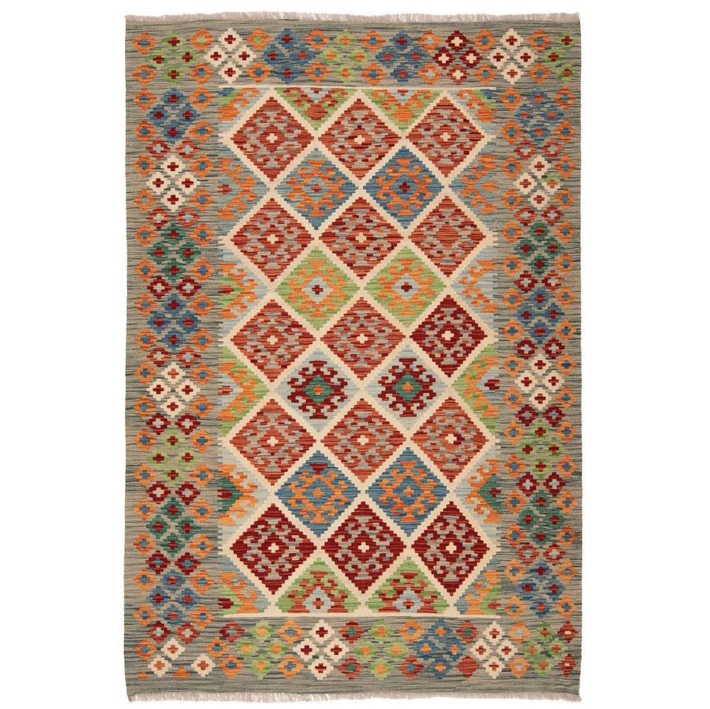 Kelim Afghan 240x166 cm Handwoven Oriental Carpet Rug Kilim