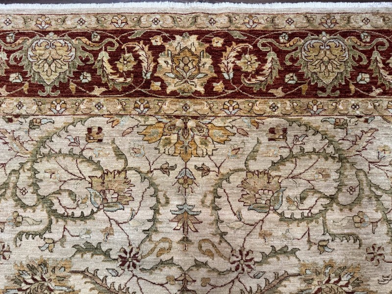 Pakistani Rug 9x12 Floral Allover Peshawar Chobi Beige Rust Red Traditional gallery