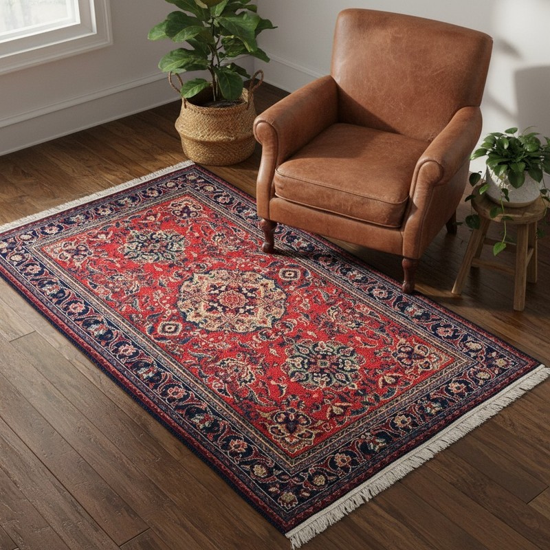 Vintage Oriental Rug 4x6 Hand Knotted Traditional Wool Area Carpet 3.11x5.10 Ft gallery