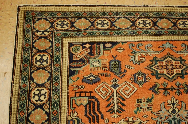 OLD,ANTIQUE CAUCASIAN UNUSUAL ANIMAL DESIGN KAZAK,SHIRVAN STYLE RUG 4'6" X 6'3" gallery