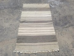 Vintage Traditional Handmade Oriental Stripped Wool Multicolor Kilim 4.9×2.9 ft
