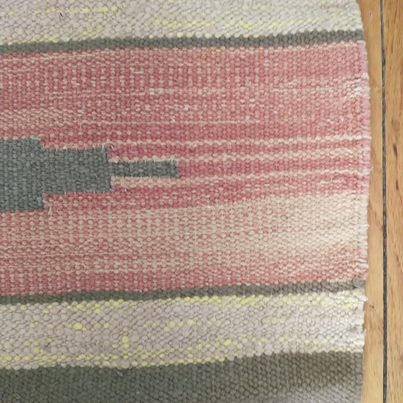 Vtg Hand Knotted Flat Weave Kilim Kilm Wool Area Rug Fringes Striped Geometric gallery