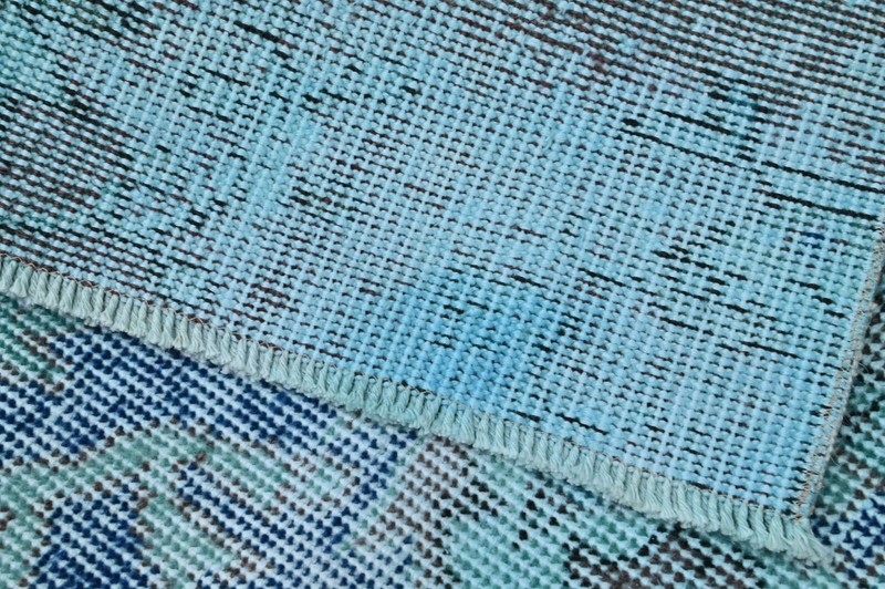 Vintage Turkish Runner Rug 2x6ft BLUE Handmade Anatolian Oushak Hallway Wool gallery