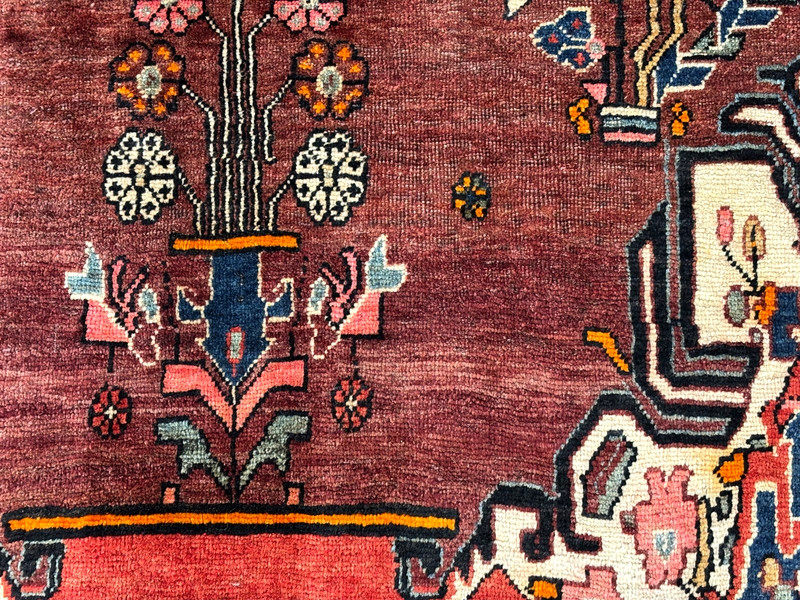 Vintage Nahavand Tribal Hand Knotted Wool Runner Rug 5x11 Red Oriental Geometric gallery