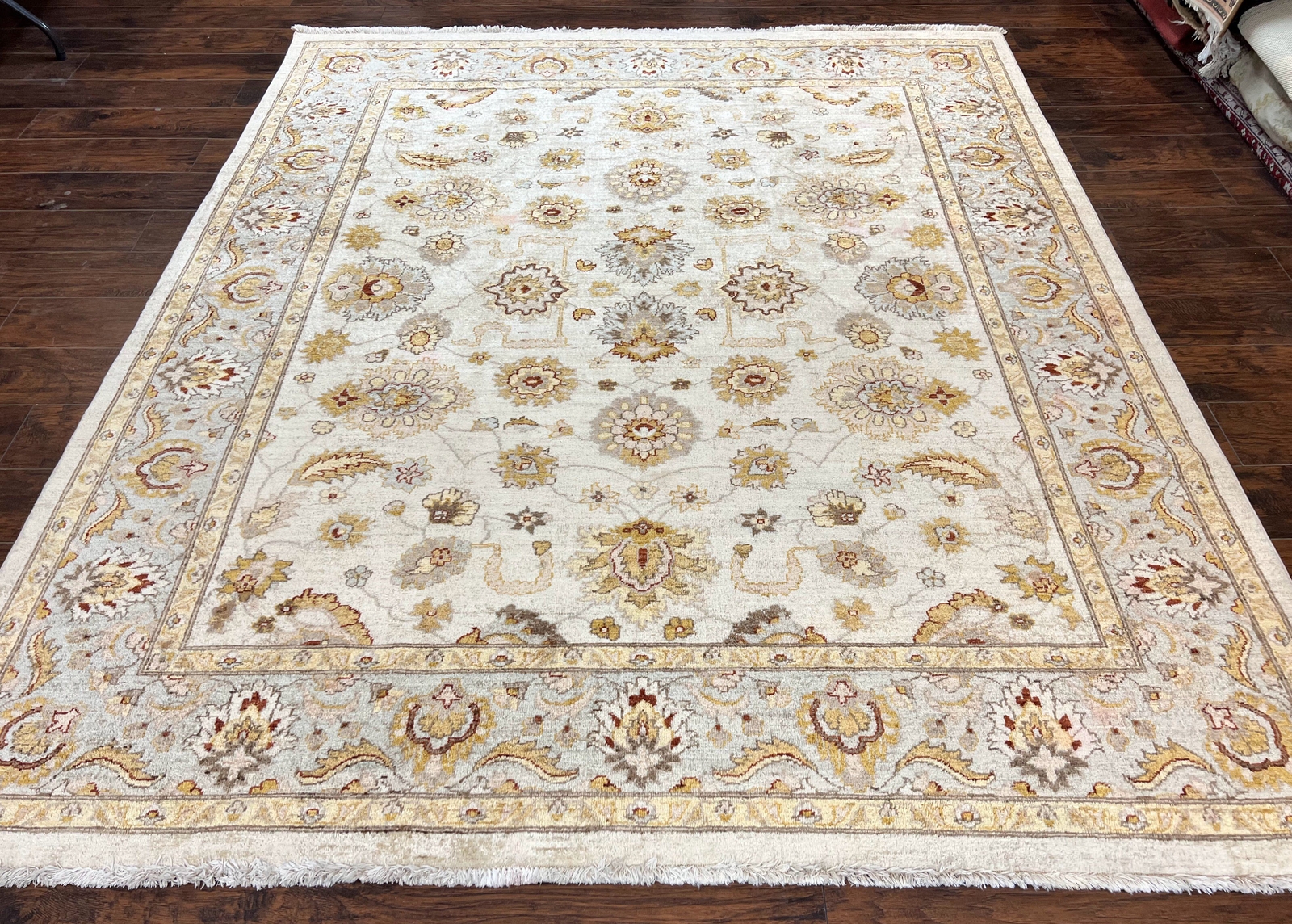 Peshawar Rug 8x10 Oushak Carpet Floral Handmade Farmhouse Rug Neutral Colors gallery
