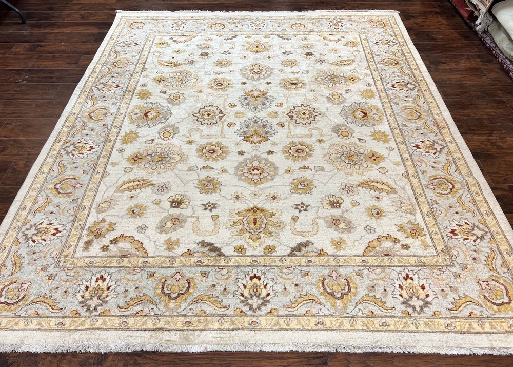 Peshawar Rug 8x10 Oushak Carpet Floral Handmade Farmhouse Rug Neutral Colors