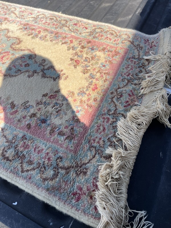KARASTAN Pastel Ivory Medallion Kibman # 784 Made with Worsted Yarn USA 50x27” gallery