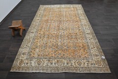 Oushak Turkish Vintage Rug 6×9 Kilim Rug Anatolian Handmade Boho Decor ORANGE