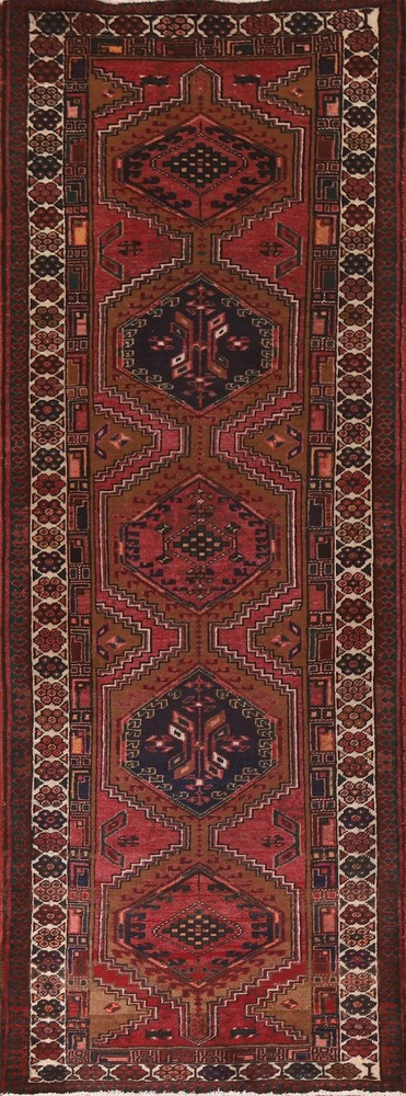 Nomad Handmade Wool Red Traditional 11 ft Runner Rug Tribal Vintage Carpet 4x11