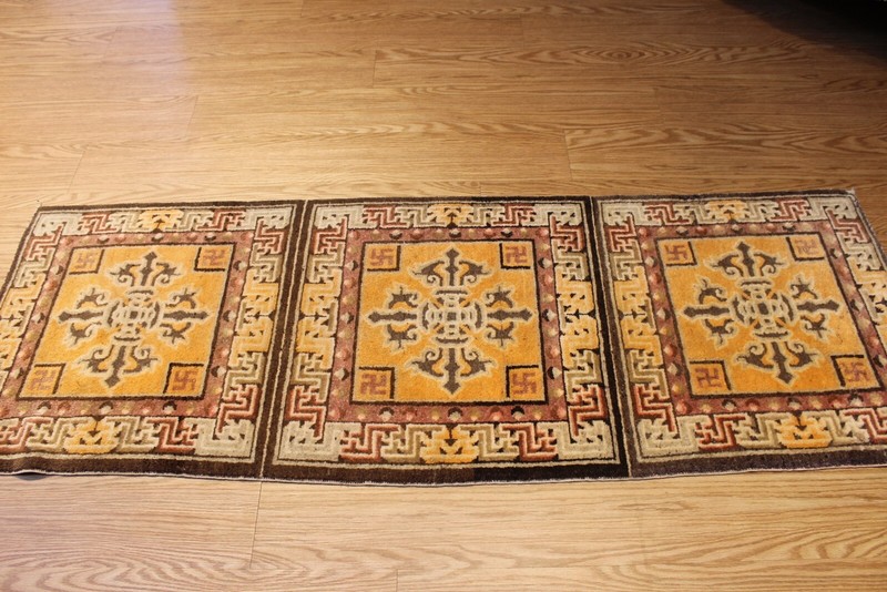 ANTIQUE TIBETAN RUG 2'2" x 6'4" Wool Orange Color one of a kind Tibetan Art Deco gallery
