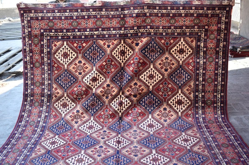 9x12 ft Vintage Afghan Turkmen Oriental Area Rug Red Tan Hand Knotted Wool Rug gallery