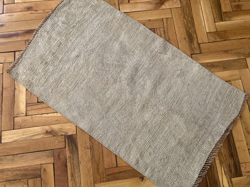 Minimalist Vintage Boho Rug 1.8 x 3.1 ft Turkish Handwoven Brown Neutral Carpet gallery