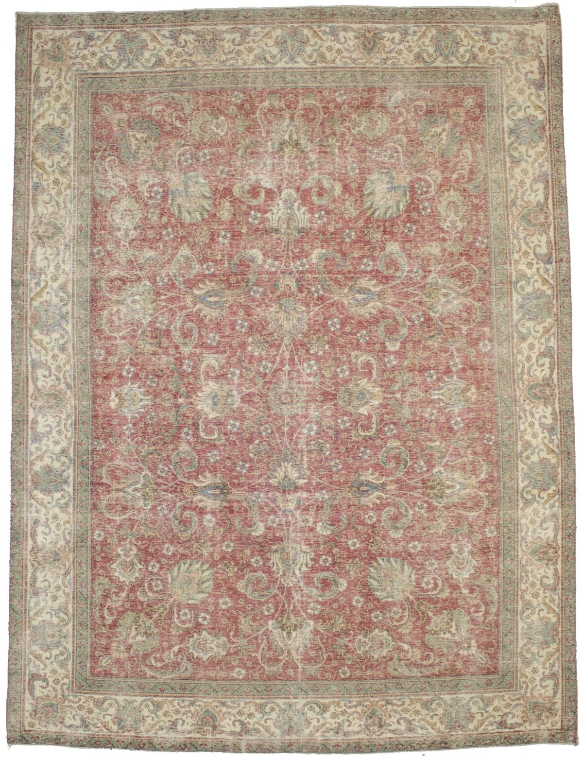 Antique Handmade Oriental Area Rug Muted Distressed Design Carpet 9'7X12'6 ft gallery