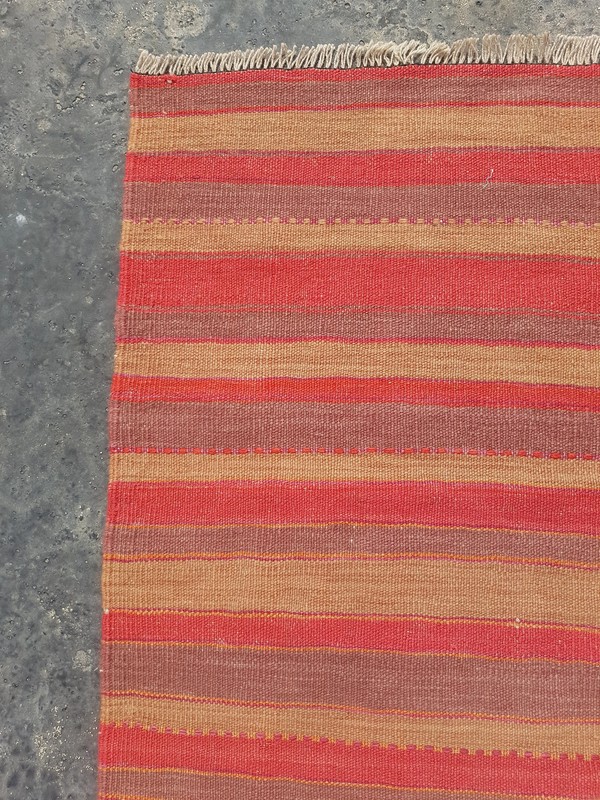 Vintage Traditional Handmade Turkish Striped Wool Multi Kilim Runner 6x1.8ft gallery