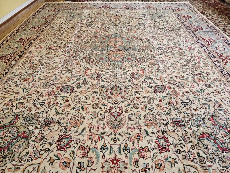 9.7 x 12.9 ANTIQUE VEG DYE USHAK HERIZ VINTAGE SERAPI TREE of LIFE ANIMAL gallery