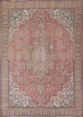 Geometric Pink Wool Area Rug 10×13 Traditional Hand-knotted Living Room Carpet