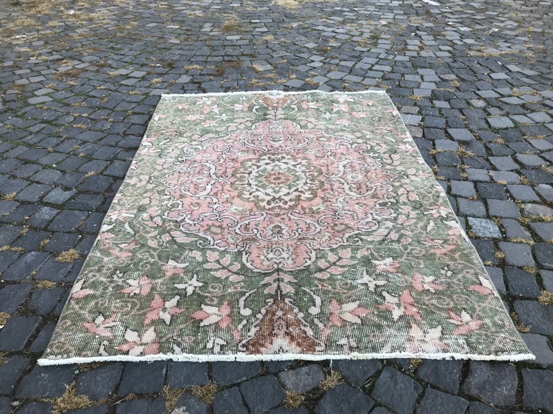 Turkish Vintage Rug, Home Decor Rug, Boho Decor Rug, Oushak Kilim Rug, 4,0 x 5,4 gallery