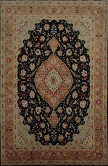 Floral Bird Design Hand-made Rug 5×7 with Historic Floral Details Wool/ Silk Rug