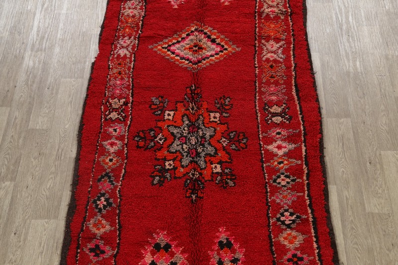 Vintage Authentic Moroccan Vegetable Dye Hand-knotted Oriental Area Rug 5x10 RED gallery