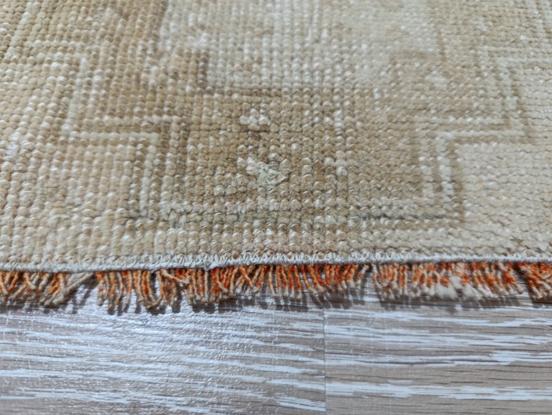 Modern Turkish Vintage Geometric Rug, 1'2x2'6 ft, Beige Doormat, Farmhouse Mat gallery