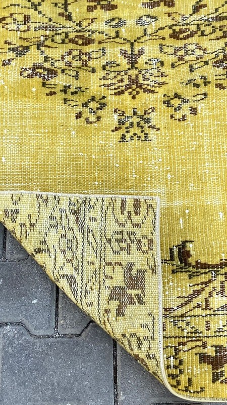 Turkish Rug, 2x9 ft, Vintage Rug, Runner Rug, Yellow Rug, Anatolian Carpet, Wool gallery