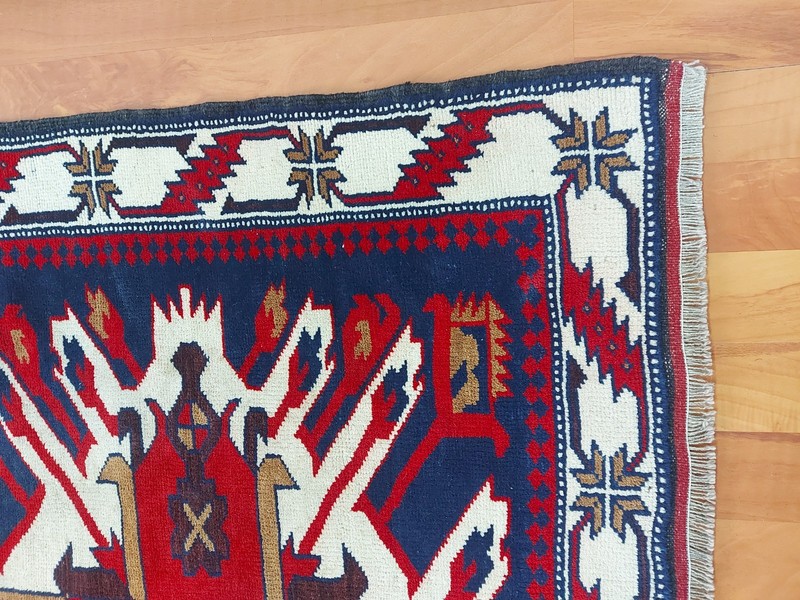 Antique Kazak Rug Azerbaijan Adle Rug Caucasian Eagle Rug Geometric Antique Rug gallery