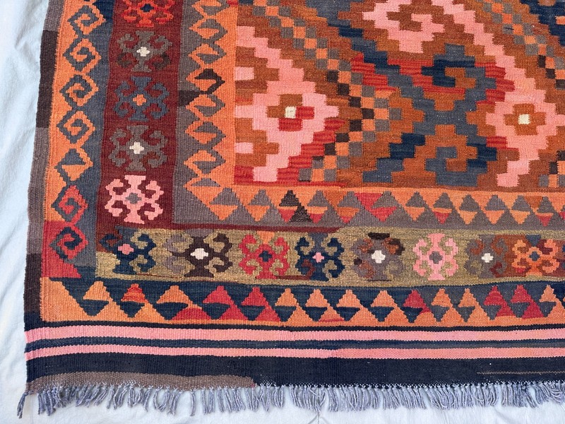 Terracotta Pink Faded Kilim Rug 6'5x9'7 Vintage Turkish Tribal Boho Flatweave gallery