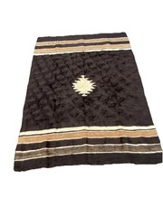 1900s ANTIQUE TURKISH ANATOLIAN DEVAN GOAT HAIR COVER RUG BROWN MOHAIR 4×6’