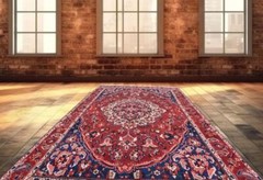 VIBRANT Vintage Semi Antique Hand Knotted Wool Area Rug Oriental Carpet 7 x 10’4