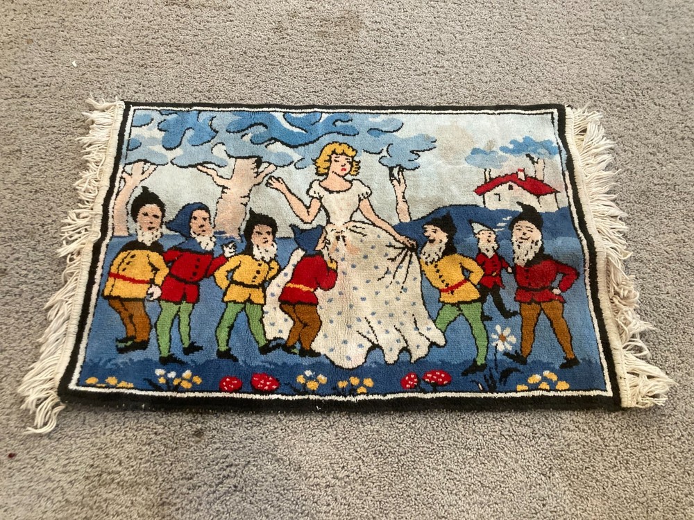 Vintage Snow White Seven Dwarves Fairy Tale Tapestry Rug Runner Brothers Grimm