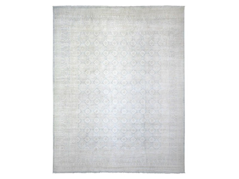 11'9"x14'3" Ice Gray, Wool Hand Knotted, All Over Medallions, Oriental Rug gallery
