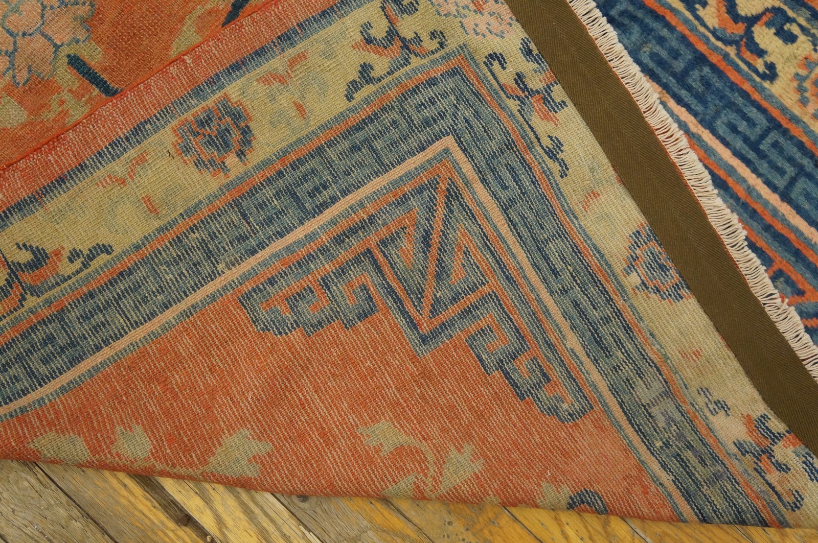 3X16 Antique Chinese Kansu / Gansu Wool Area Rug 1890 gallery