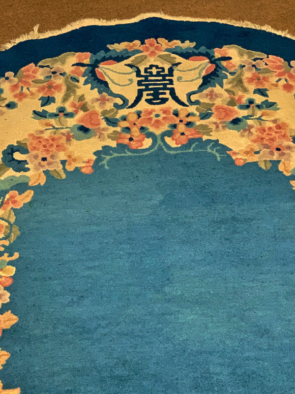 3 Antique Hand Made Chinese sky blue color Rug 5x7ft and 2 round 2'6" gallery