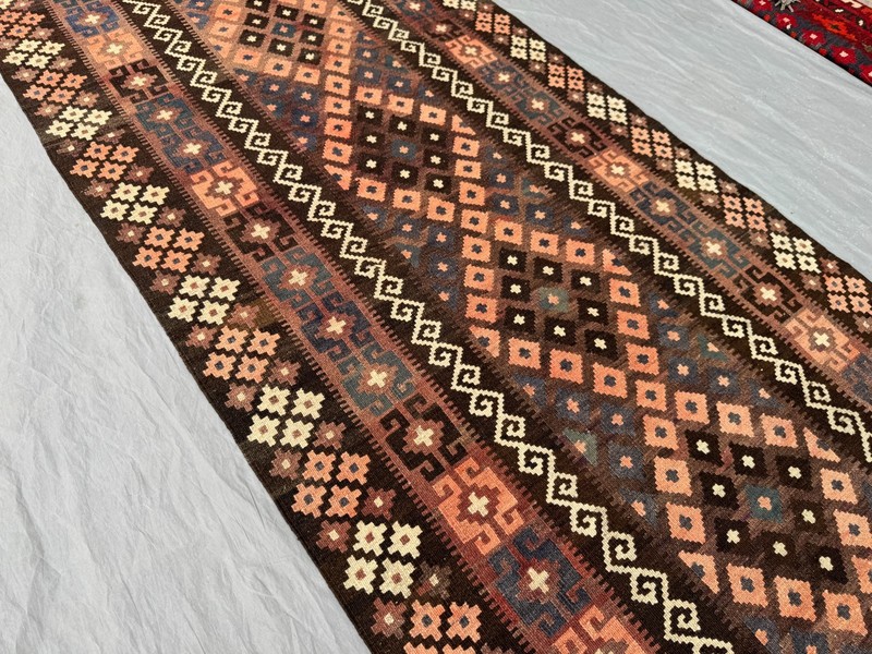 3'4x8'4 ft Vintage Afghan Kilim Runner Handwoven Geometric Tribal Kitchen Rug gallery