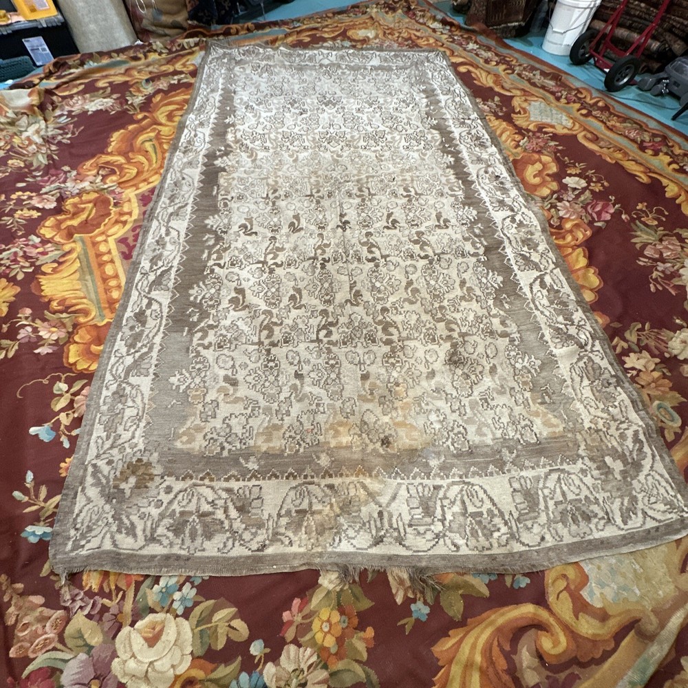 Auth: 19th C Antique Besserabian Kilim Ottoman Natural Goats Wool 6x11