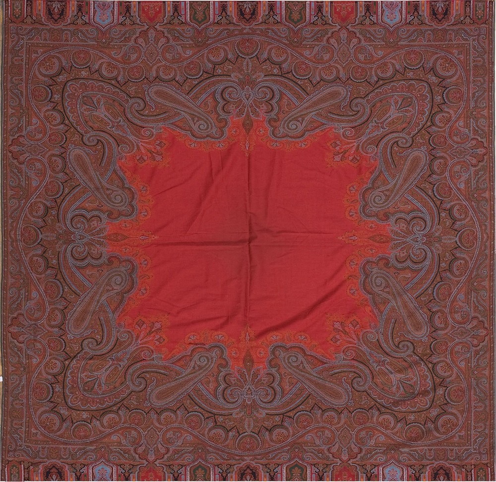 6X6 Antique Indian Shawls Wool Area Rug 1925