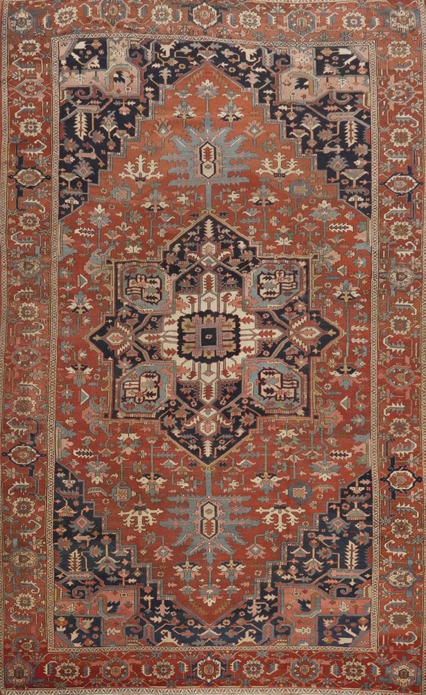 Pre-1900 Vegetable Dye Area Rug 10x15 Antique Hand-made Rust Wool Large Carpet