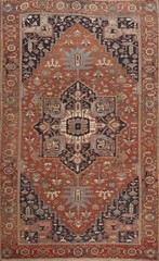 Pre-1900 Vegetable Dye Area Rug 10×15 Antique Hand-made Rust Wool Large Carpet